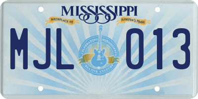 MS license plate MJL013