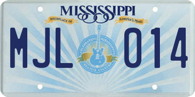 MS license plate MJL014