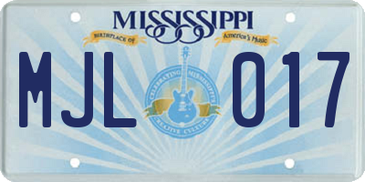 MS license plate MJL017