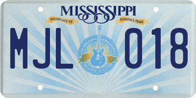 MS license plate MJL018
