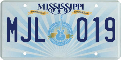 MS license plate MJL019