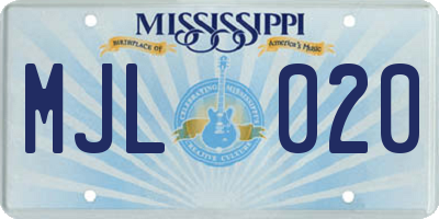 MS license plate MJL020