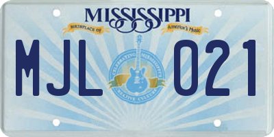 MS license plate MJL021