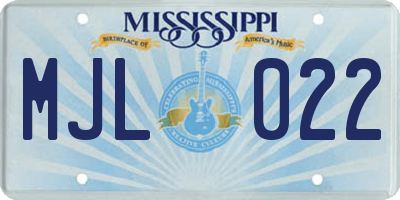 MS license plate MJL022