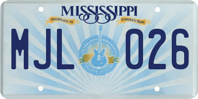 MS license plate MJL026