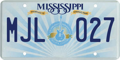 MS license plate MJL027