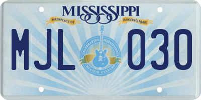 MS license plate MJL030