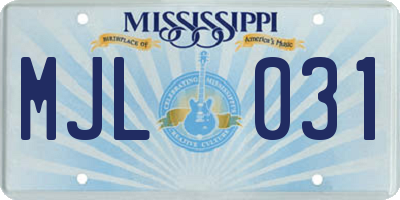 MS license plate MJL031