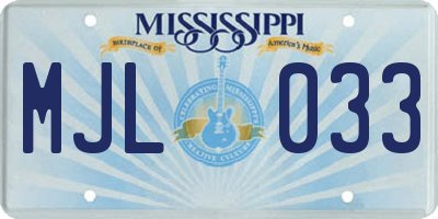 MS license plate MJL033