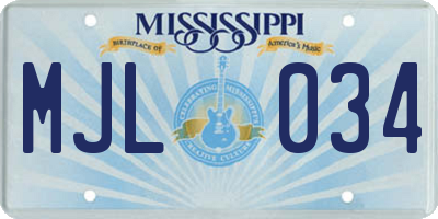 MS license plate MJL034
