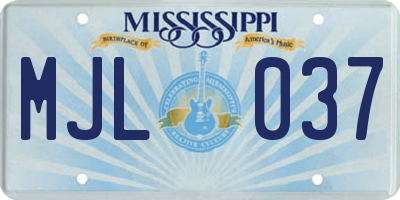 MS license plate MJL037