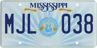 MS license plate MJL038