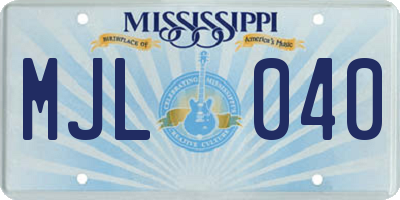 MS license plate MJL040