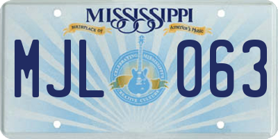 MS license plate MJL063