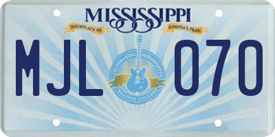 MS license plate MJL070