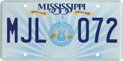 MS license plate MJL072