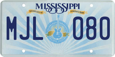 MS license plate MJL080