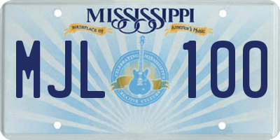 MS license plate MJL100