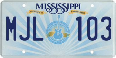 MS license plate MJL103