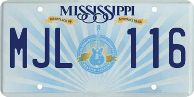 MS license plate MJL116