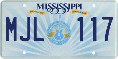 MS license plate MJL117