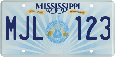 MS license plate MJL123