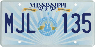 MS license plate MJL135
