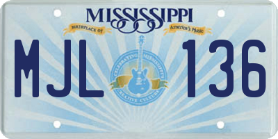 MS license plate MJL136