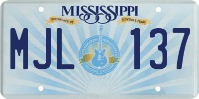 MS license plate MJL137