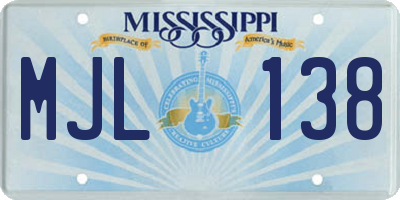 MS license plate MJL138