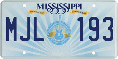 MS license plate MJL193