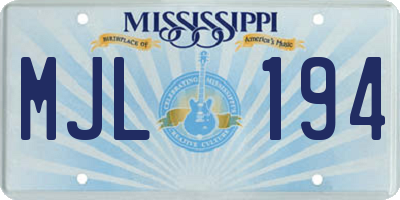 MS license plate MJL194
