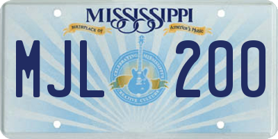 MS license plate MJL200