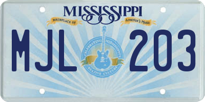 MS license plate MJL203