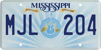 MS license plate MJL204