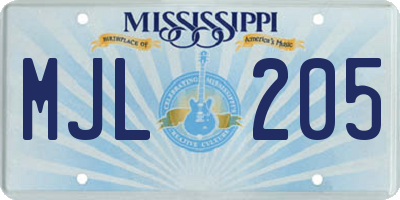 MS license plate MJL205