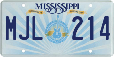 MS license plate MJL214