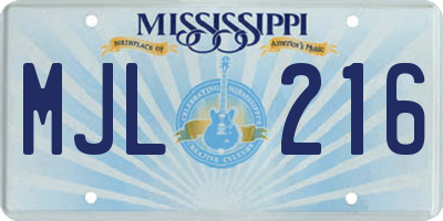 MS license plate MJL216