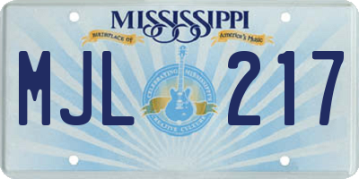 MS license plate MJL217