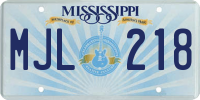 MS license plate MJL218