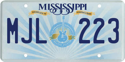 MS license plate MJL223