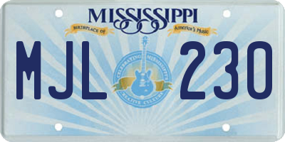 MS license plate MJL230