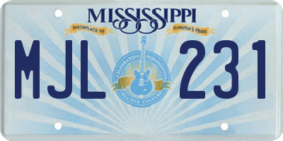 MS license plate MJL231