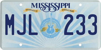MS license plate MJL233