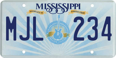 MS license plate MJL234