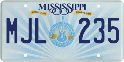 MS license plate MJL235