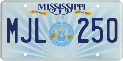 MS license plate MJL250