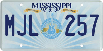 MS license plate MJL257