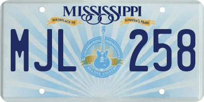 MS license plate MJL258
