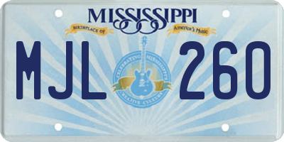 MS license plate MJL260